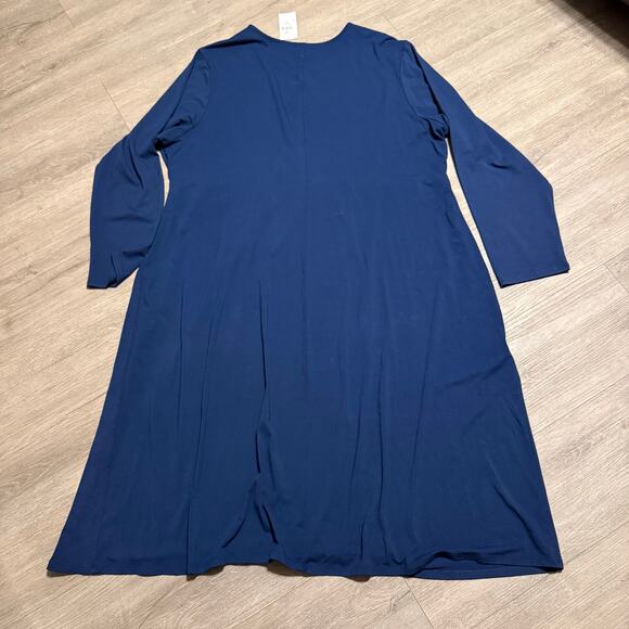 J Jill Wherever Collection A-Line Dress 3X Blue Knit Long Sleeve NWT Comfort Fit - Picture 11 of 11